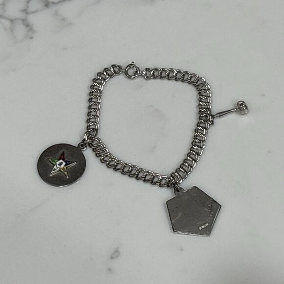 Vintage Charm Bracelet Silver Tone with Sterling Charms - Picture 7 of 9